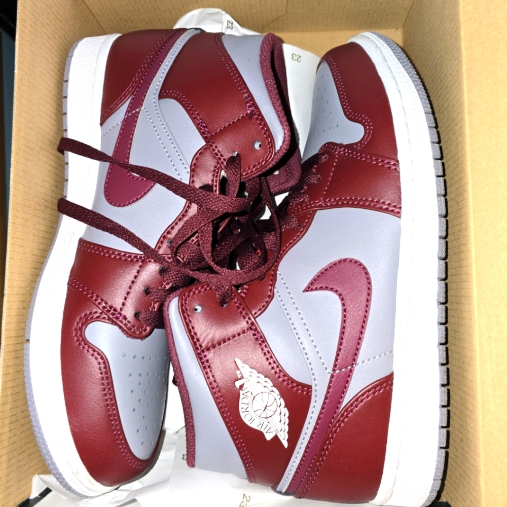 Authentic Nike.com Purchased Gray/Burgundy/White Perfect Jordan 1's - Size 7.5